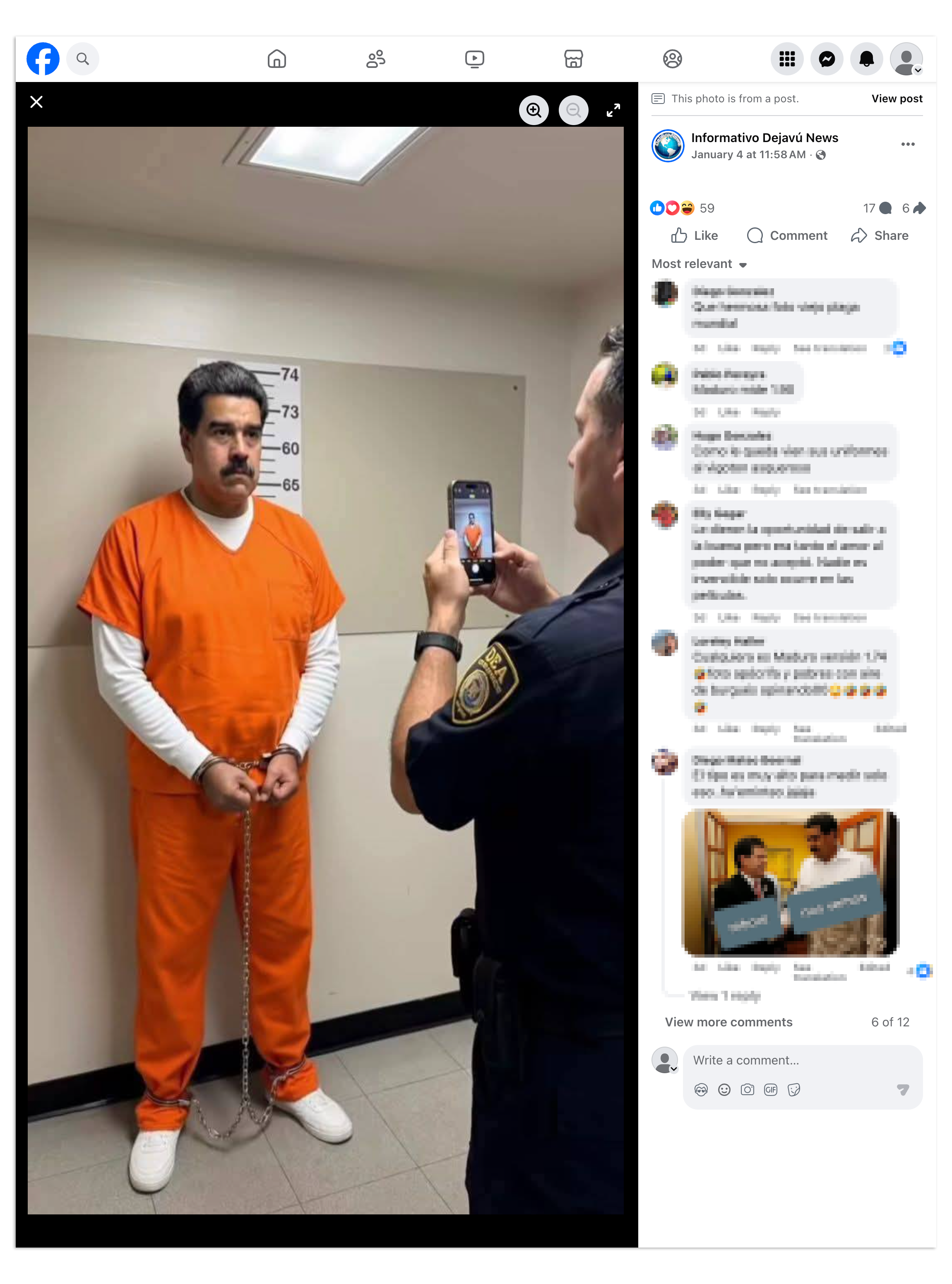 A Facebook page named as a news feed posted the image, with reactions including heart emojis and laughing emojis.